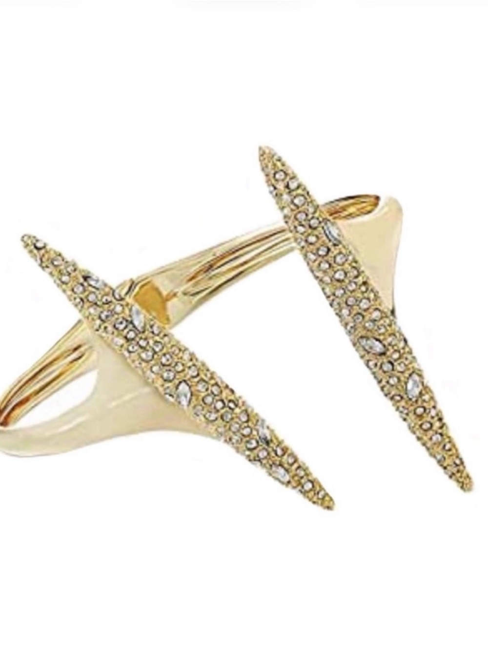 NEW Alexis Bittar Archive Modernist Spear Hinged Bracelet Gold Clear C Z AU28